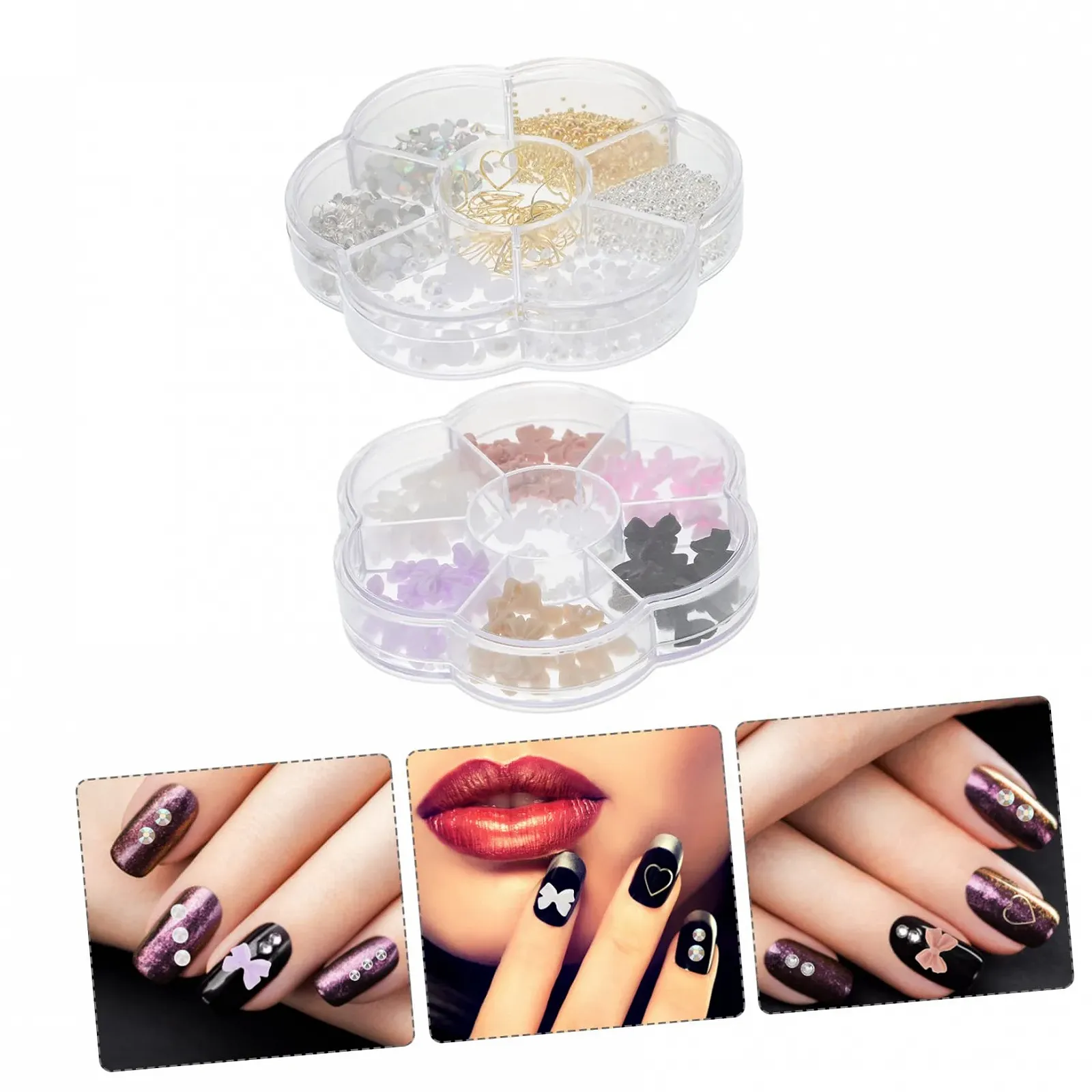 Набор бусин 3D Набор бусин для ногтей 2 коробки с цветными бусинами и стразами для ногтей Идеальное украшение для творческого дизайна ногтей Аксессуары для ногтей для профессионального и DIY бисера для ногтей, фото №6