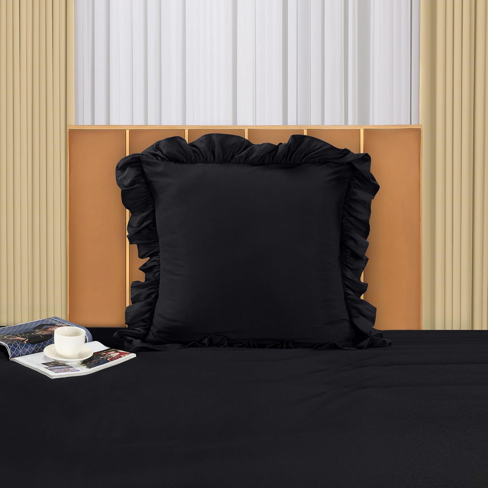 Комплект постільної білизни з оборками Utopia Bedding 135 x 200 см - Підковдра з мікрофібри 135 x 200 см + 1 Наволочка 80 x 80 см - Чорний, фото №2
