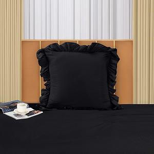 Комплект постільної білизни з оборками Utopia Bedding 135 x 200 см - Підковдра з мікрофібри 135 x 200 см + 1 Наволочка 80 x 80 см - Чорний synthetic.ua - Фото 1