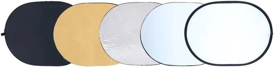 Складаний рефлектор Rollei Pro 5 в 1 / Овальний / 92 x 122 см / Сірий, фото №1