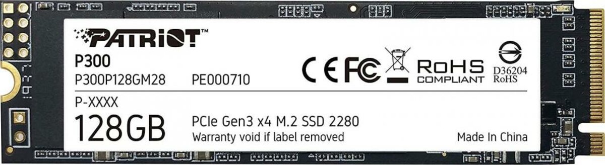 SSD M.2 Patriot P300 128GB NVMe 2280 PCIe 3.0 3D TLC, фото №1 SSD M.2 Patriot P300 128GB NVMe 2280 PCIe 3.0 3D TLC, фото №1