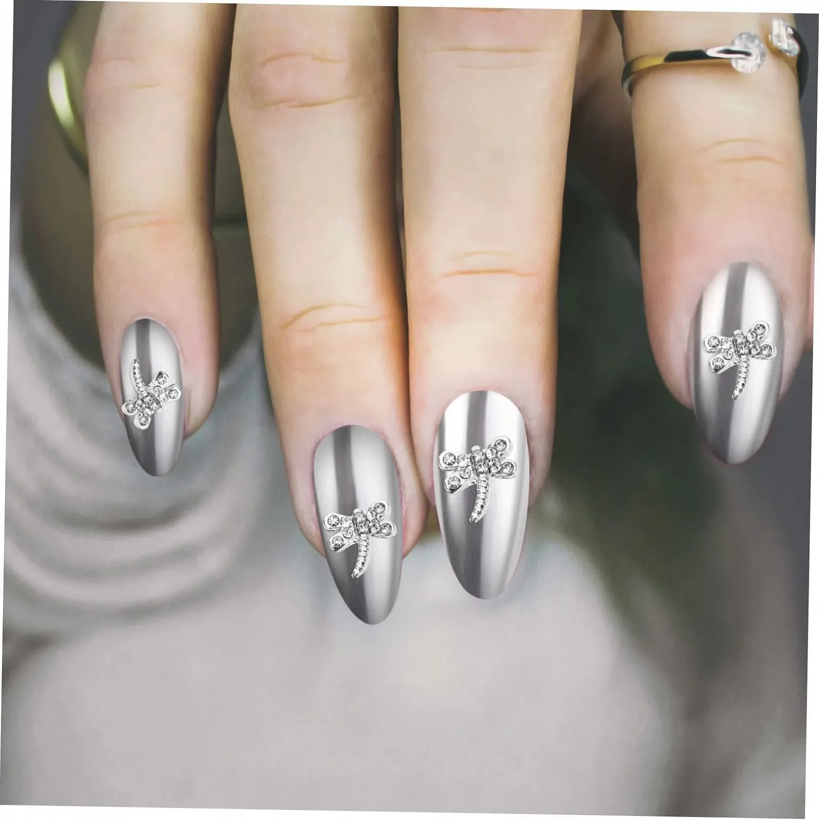 Украшение для ногтей Стрекоза Металл Кристалл 20 шт., фото №7