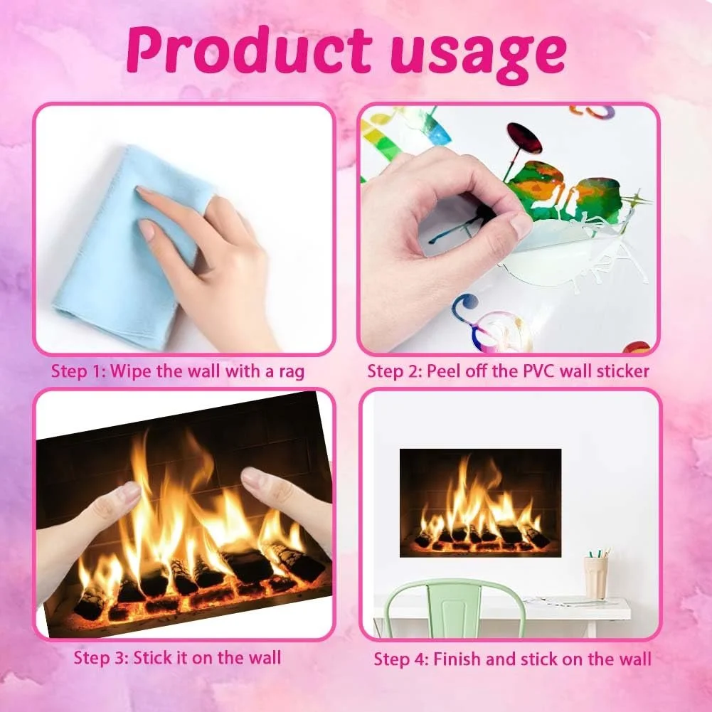 Наклейка на стіни 3D SUPERDANT Fireplace Campfire 96 x 30 см, фото №7