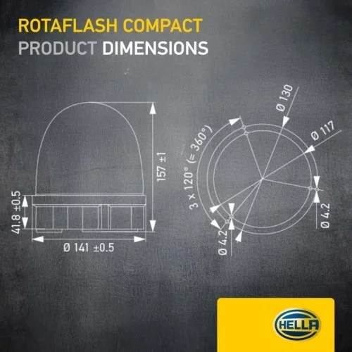 Проблисковий маячок HELLA 2XD 013 878-001 для IVECO VOLVO FENDT AGCO, фото №3