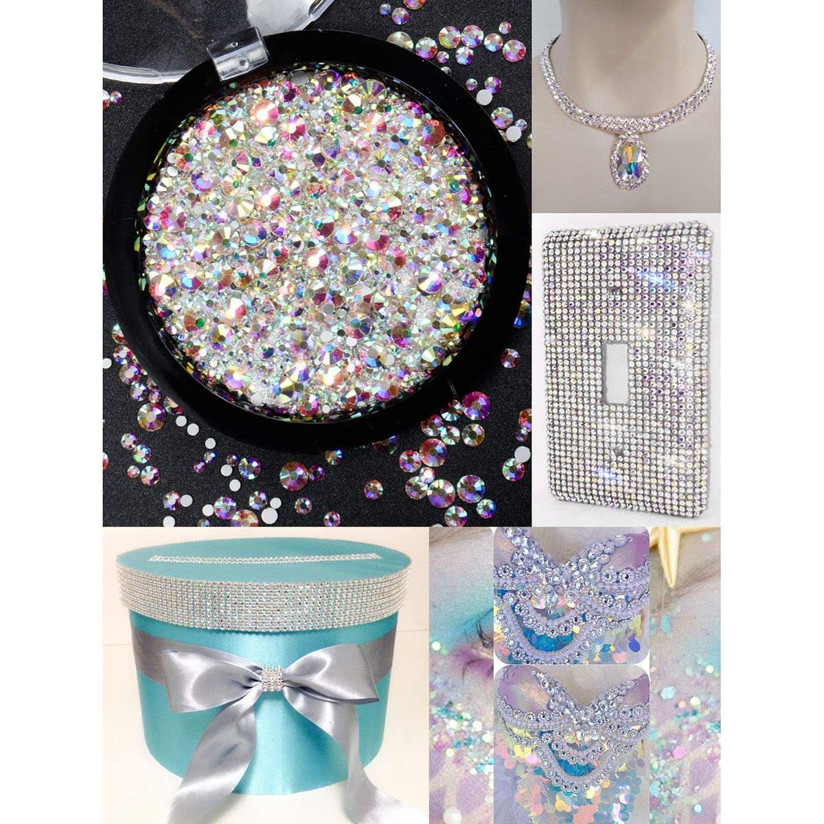 Стрази Плоскі Круглі Скляні Кристали 3600 шт. різних розмірів для DIY манікюру Колір, фото №2