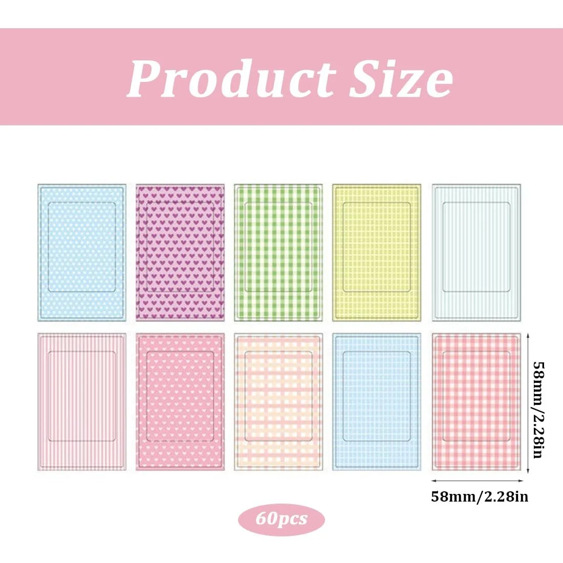 Набір стікерів для фото 60 Pcs Colourful Film Sticker Set for Fujifilm Instax Mini, фото №2