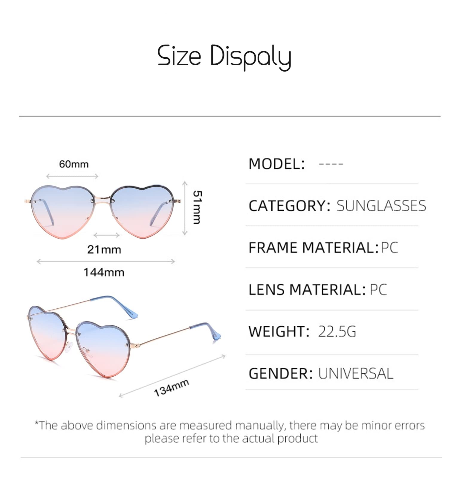 Сонцезахисні окуляри Ретро ESALIA Металева оправа Кольорові лінзи Форма серця, фото №4