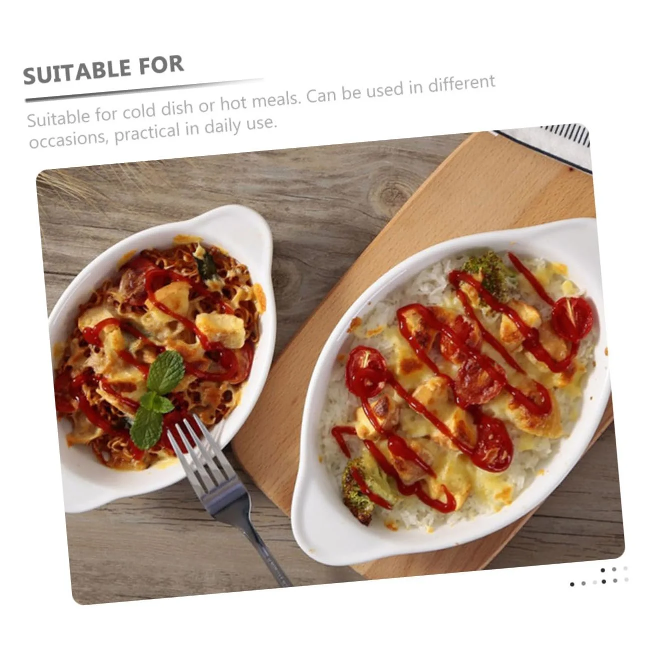 Овальная керамическая форма для выпечки TOYANDONA с двумя ручками термостойкая для запеканок лазаньи и десертов, фото №4