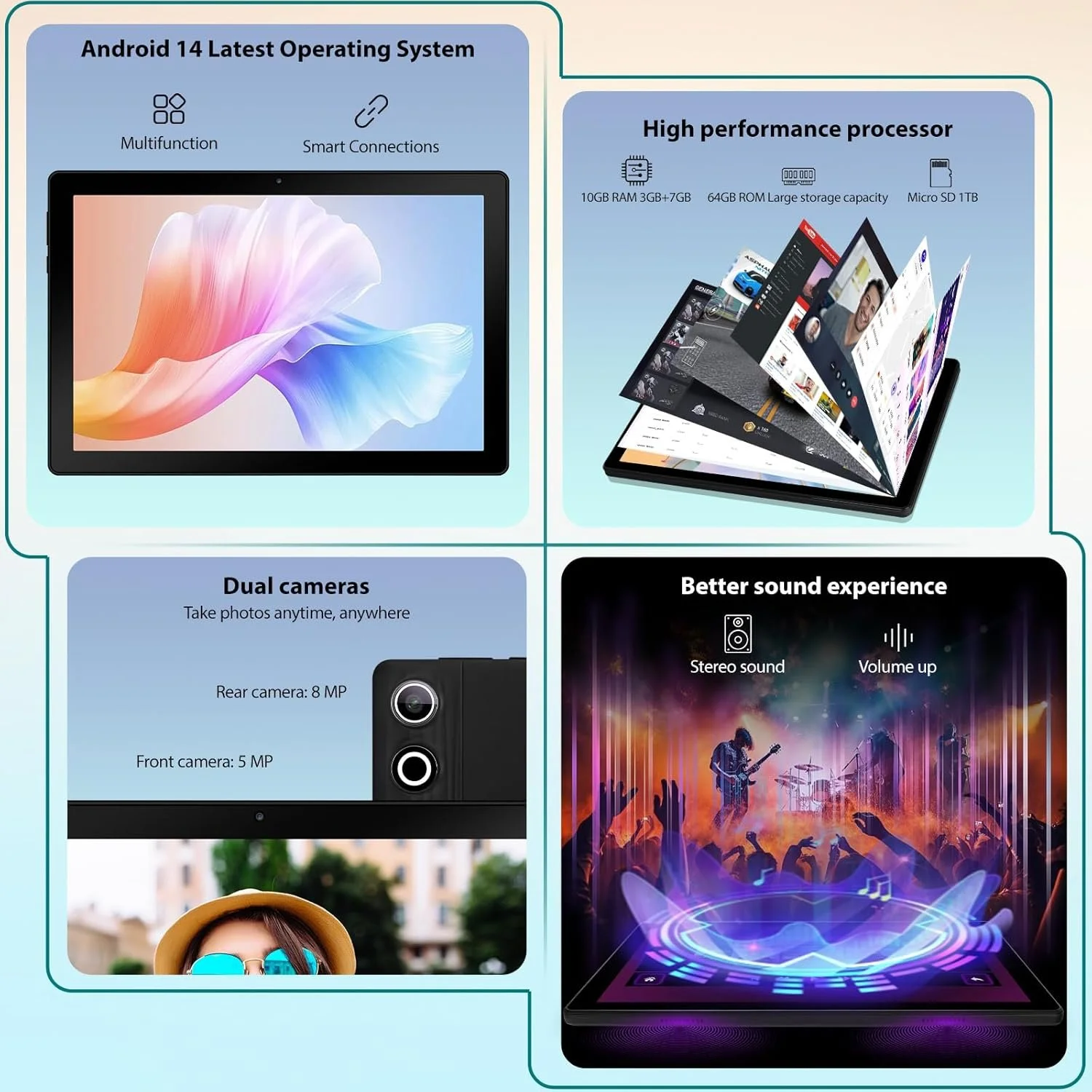 Планшет 10,1" WQPLO A10 (3+7)/64 ГБ 4G 8 ядер Android 14 5000 mAh Черный, фото №7 Планшет 10,1" WQPLO A10 (3+7)/64 ГБ 4G 8 ядер Android 14 5000 mAh Черный, фото №7