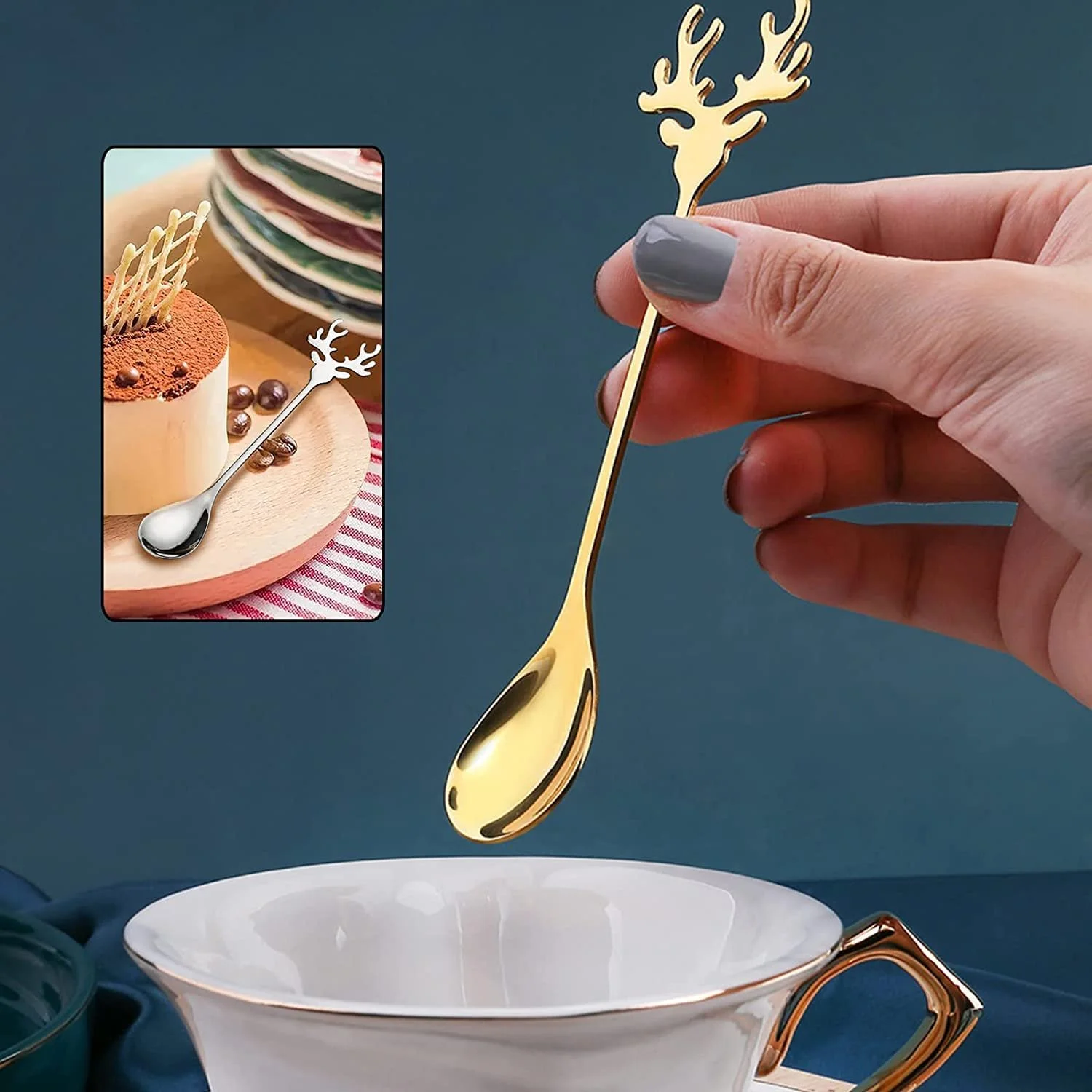 Набір з 4 кавових ложок Elk Spoon з нержавіючої сталі, довга десертна, фото №2