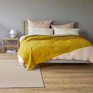 Покрывало хлопковое Urbanara Lixa Горчично-желтый, 275 x 265 см - Фото 1