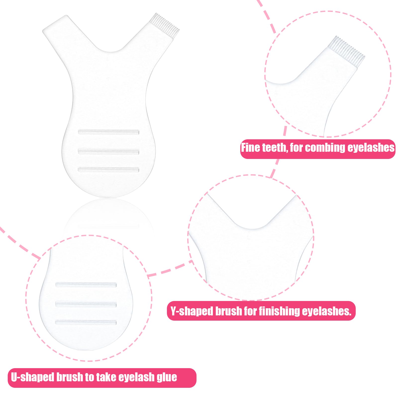 Щетка Y Shape Eyelash Comb для подъема ресниц силиконовая прозрачная 60 шт., фото №3