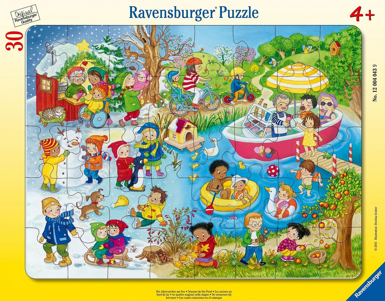 Дитячий рамковий пазл Ravensburger 12004043 The Seasons at the Lake 40 деталей, фото №1