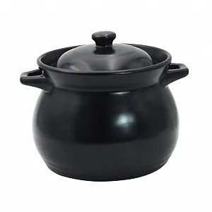 Кастрюля-сотейник VICASKY Керамическая с крышкой для газовой плиты Черная мини - Фото 1
