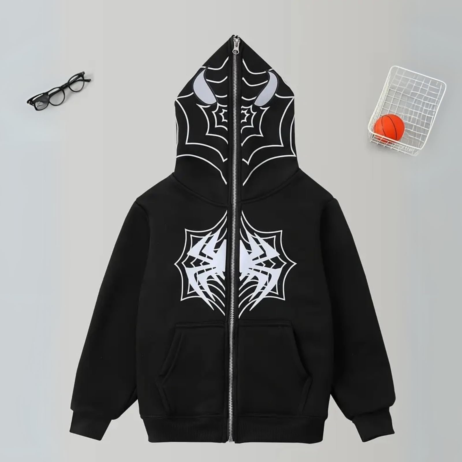 Толстовки BOVOSHA для мальчиков, Детская толстовка на молнии с паутиной, Пуловер с длинными рукавами, фото №2