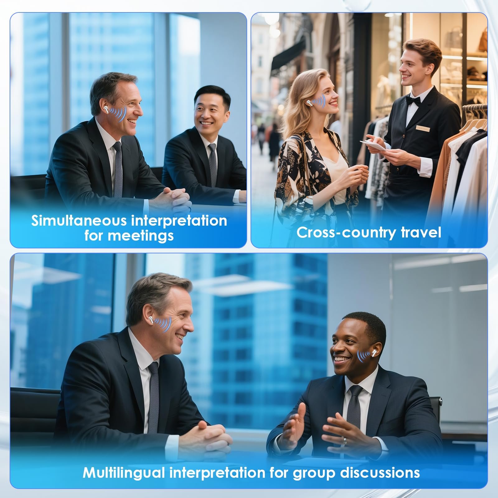 Наушники-переводчики Gueray AI с поддержкой приложения, Bluetooth 5.4, внутренние для iOS и Android, 6 режимов и 112 языков, фото №6