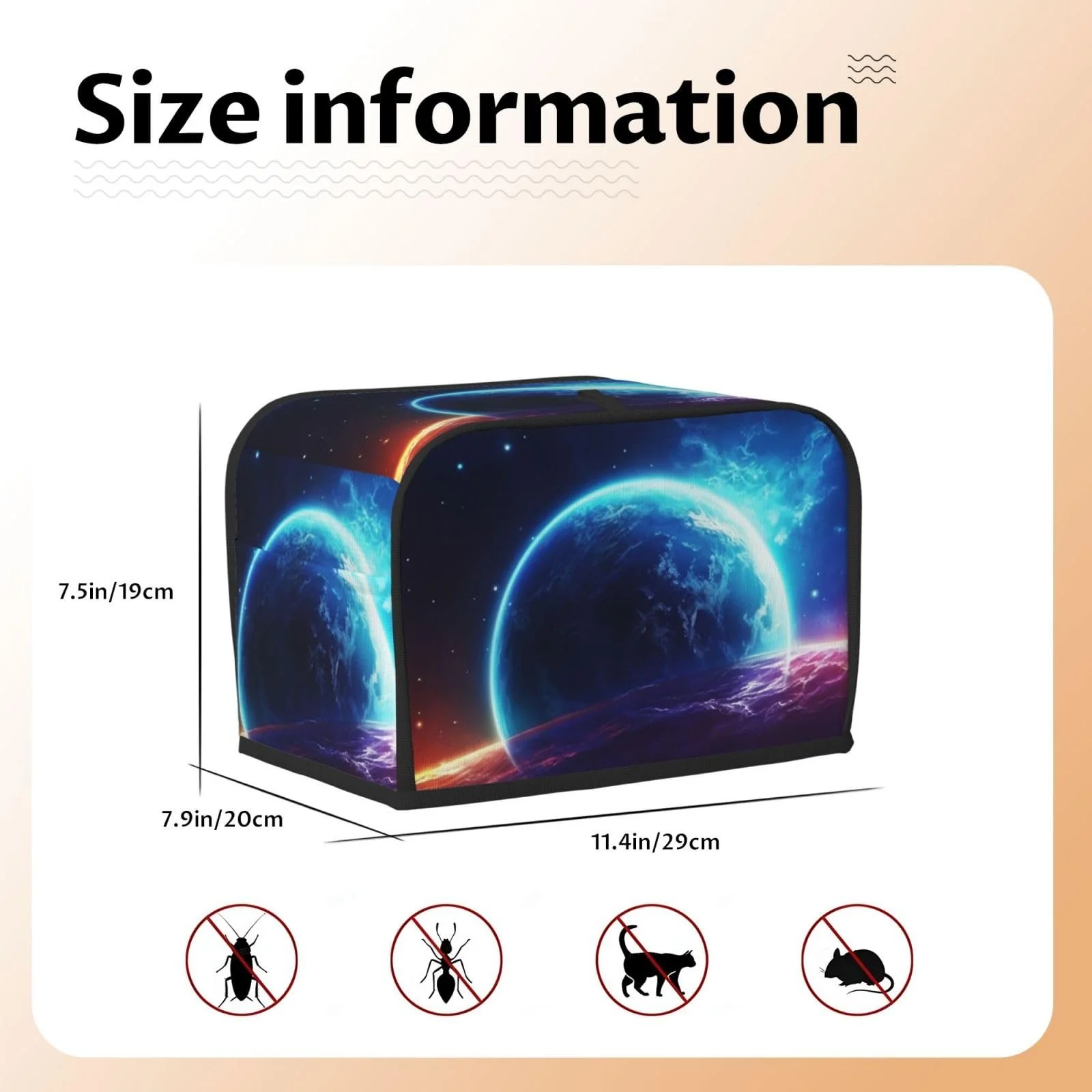 Чехол для тостера на 2 ломтика Star Planet с двумя карманами, сверхмягкий чехол для прибора, пылезащитный чехол для кухни, маленький чехол для духовки, кухонный чехол для хлебопечки, фото №2 Чехол для тостера на 2 ломтика Star Planet с двумя карманами, сверхмягкий чехол для прибора, пылезащитный чехол для кухни, маленький чехол для духовки, кухонный чехол для хлебопечки, фото №2