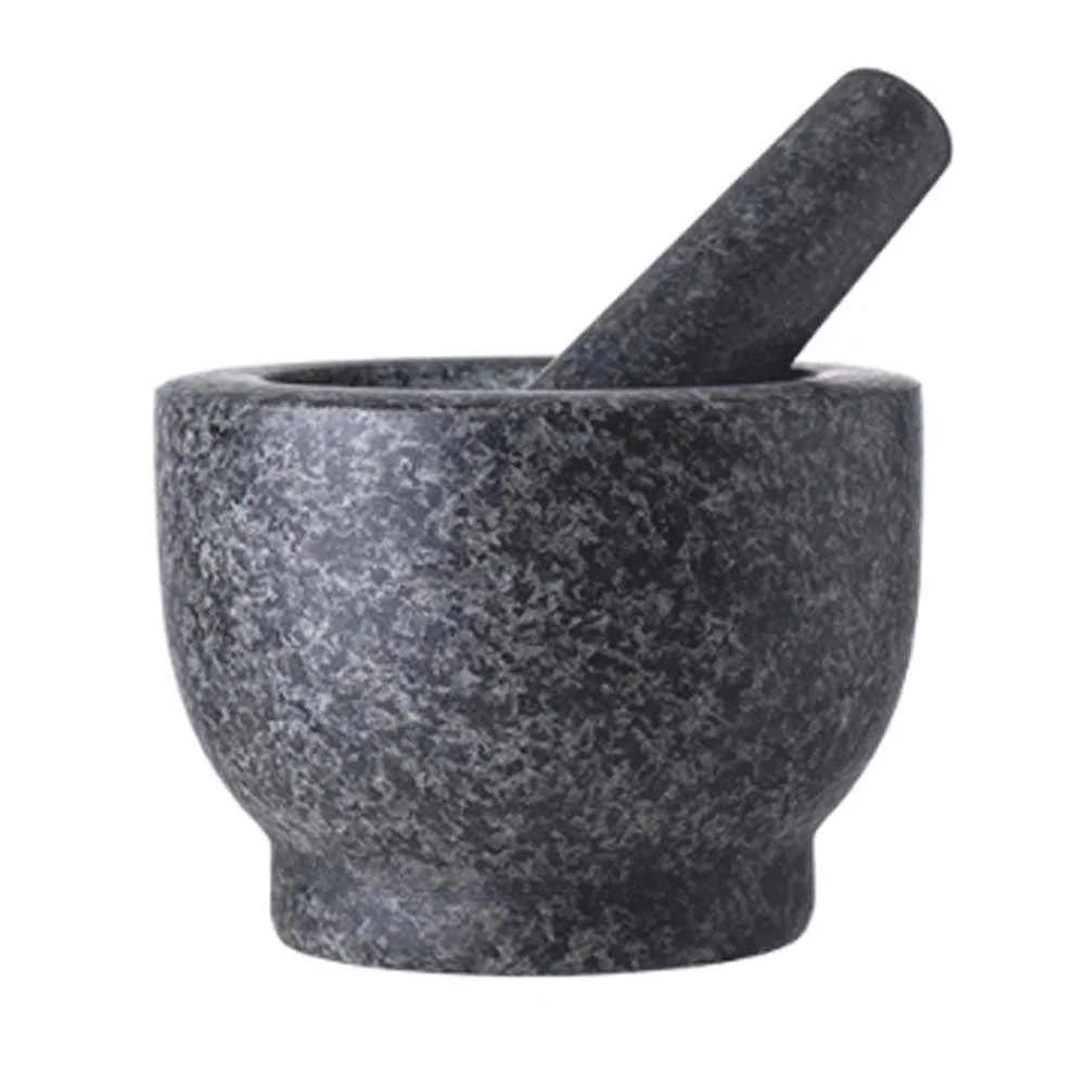 Ступка с пестиком Гранитный набор для измельчения, растирания и дробления, идеально подходит для сальсы, песто, гуакамоле, черный, фото №1
