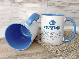 Детская Чашка GRAZDesign Голубой Керамика 330 мл Мотив Динозавр synthetic.ua - Фото 1