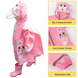 Детский дождевик Hovkib - Детский дождевой пончо для девочек и мальчиков, водонепроницаемая дождевая одежда с чехлом для школьной сумки, портативная дождевая куртка 2-10 лет synthetic.ua - Фото 1