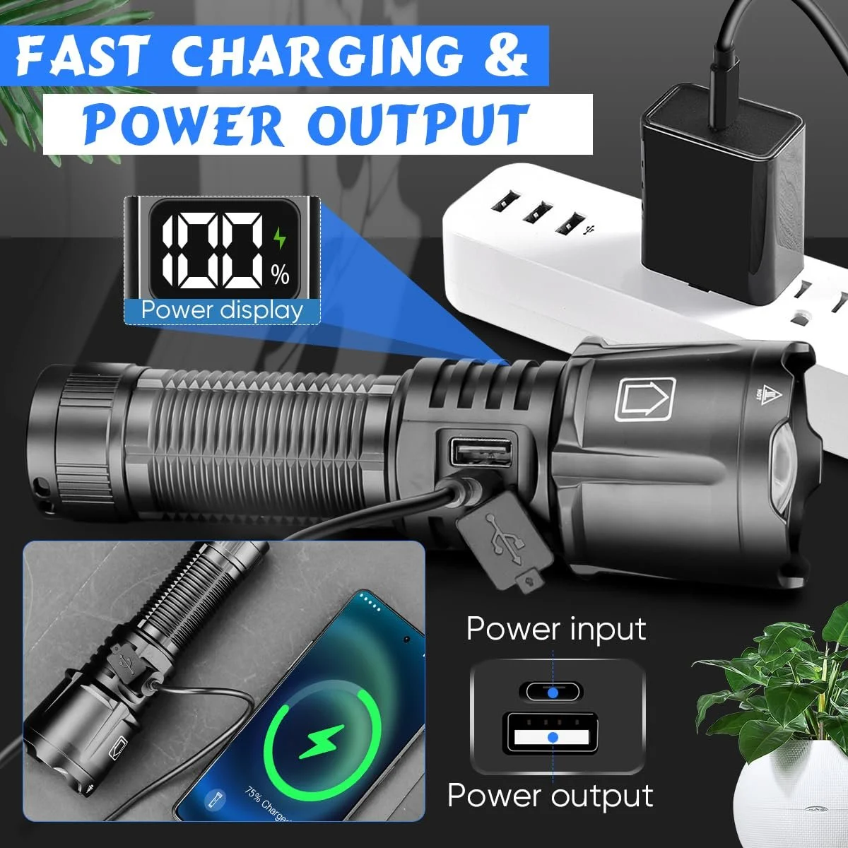 Ліхтар WholeFire LED Перезаряджуваний Надзвичайно Яскравий 150 000 Люмен Водонепроникний на Акумуляторі для Кемпінгу, Пішого Туризму, Риболовлі, Активного Відпочинку, Надзвичайних Ситуацій, фото №5