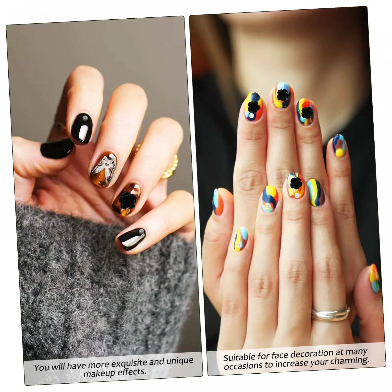 Прикраса для нігтів Housoutil з чорними діамантами, фото №6