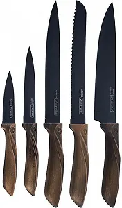 Набор кухонных ножей Kamille Oryen Brown 5 на подставке Block synthetic.ua - Фото 1