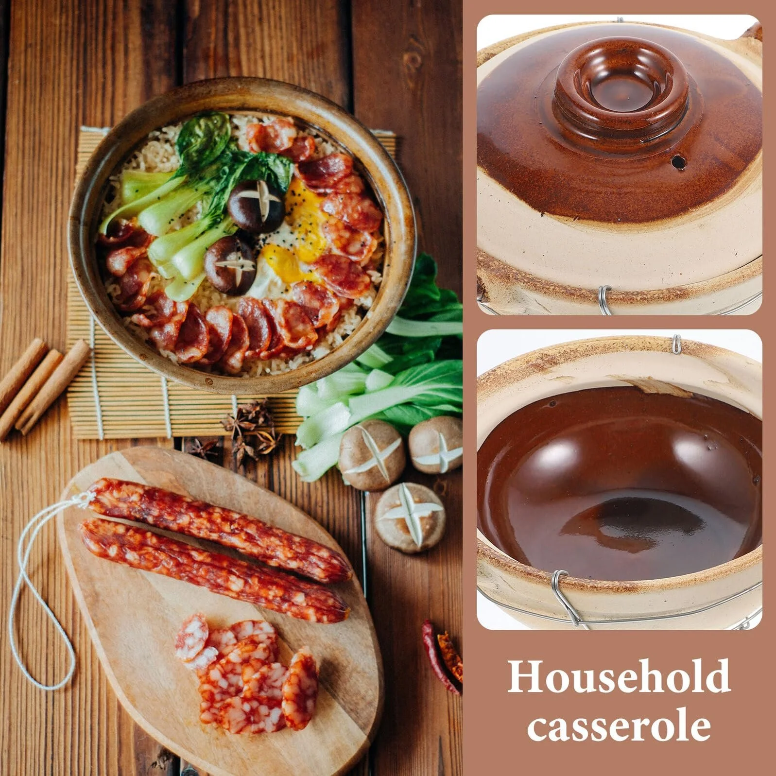 Кастрюля традиционная глиняная с ручкой для плиты равномерное распределение тепла, фото №8