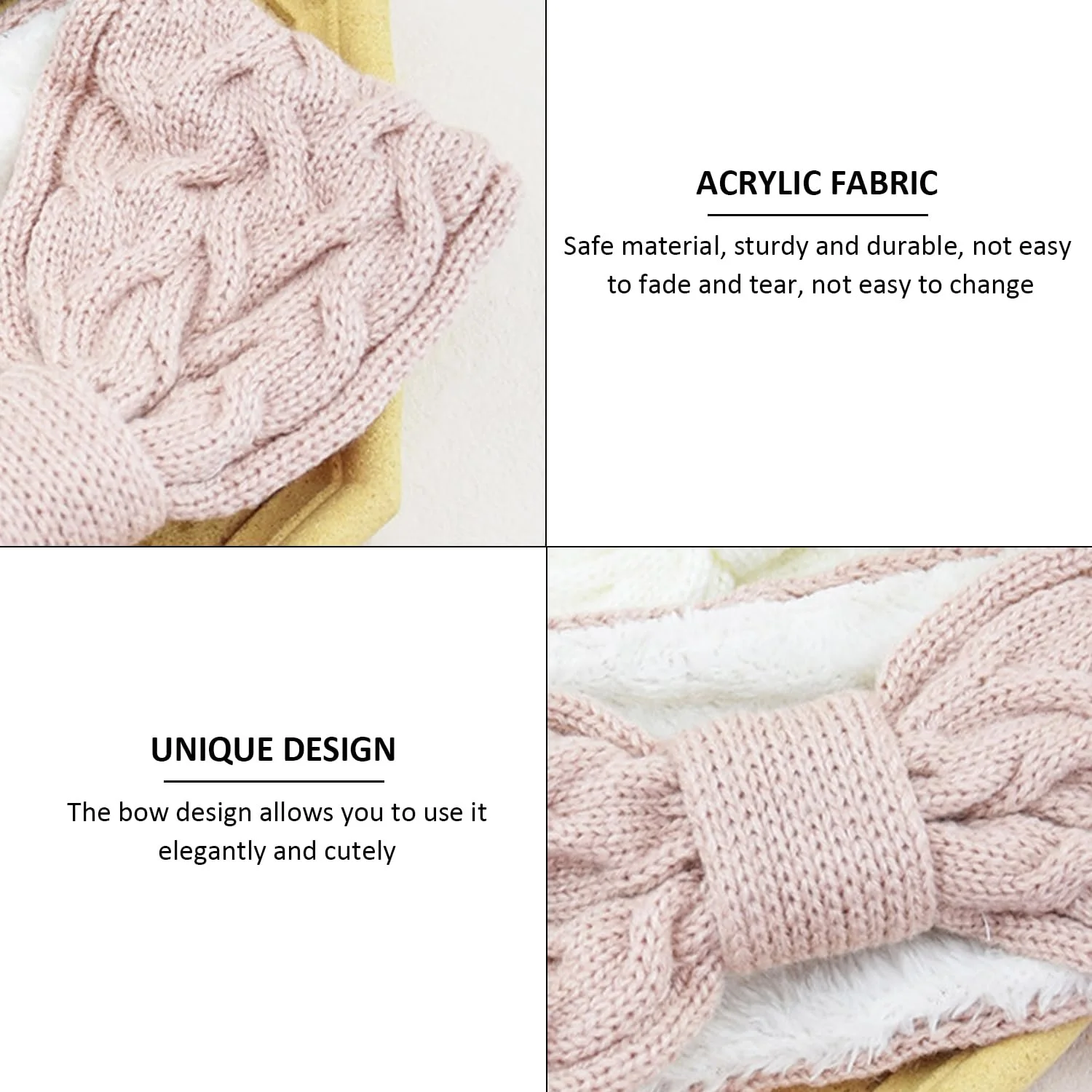 Зимові плюшеві пов'язки на голову для жінок, в'язані, фото №3