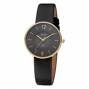 Часы REGENT Женские Аналоговые Solar Черный, Золото-черный, Ремешок. - Фото 1