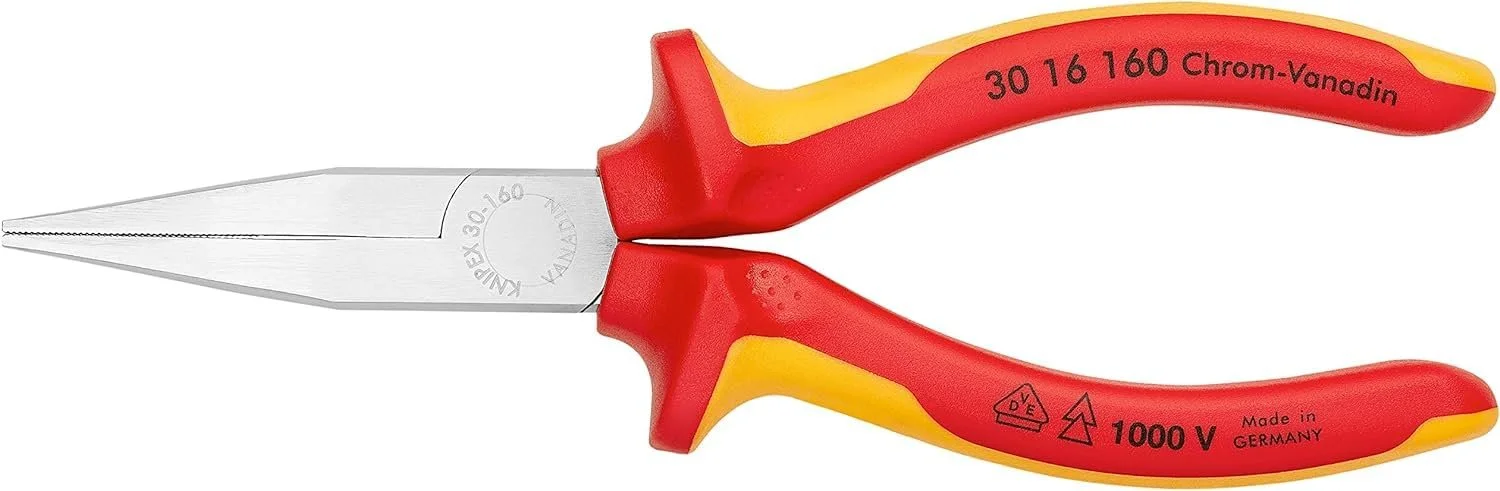 Длинногубцы KNIPEX 30 16 160 изолированные с многокомпонентными ручками, VDE тестирование, хром-ванадиевая сталь, 160 мм, фото №3