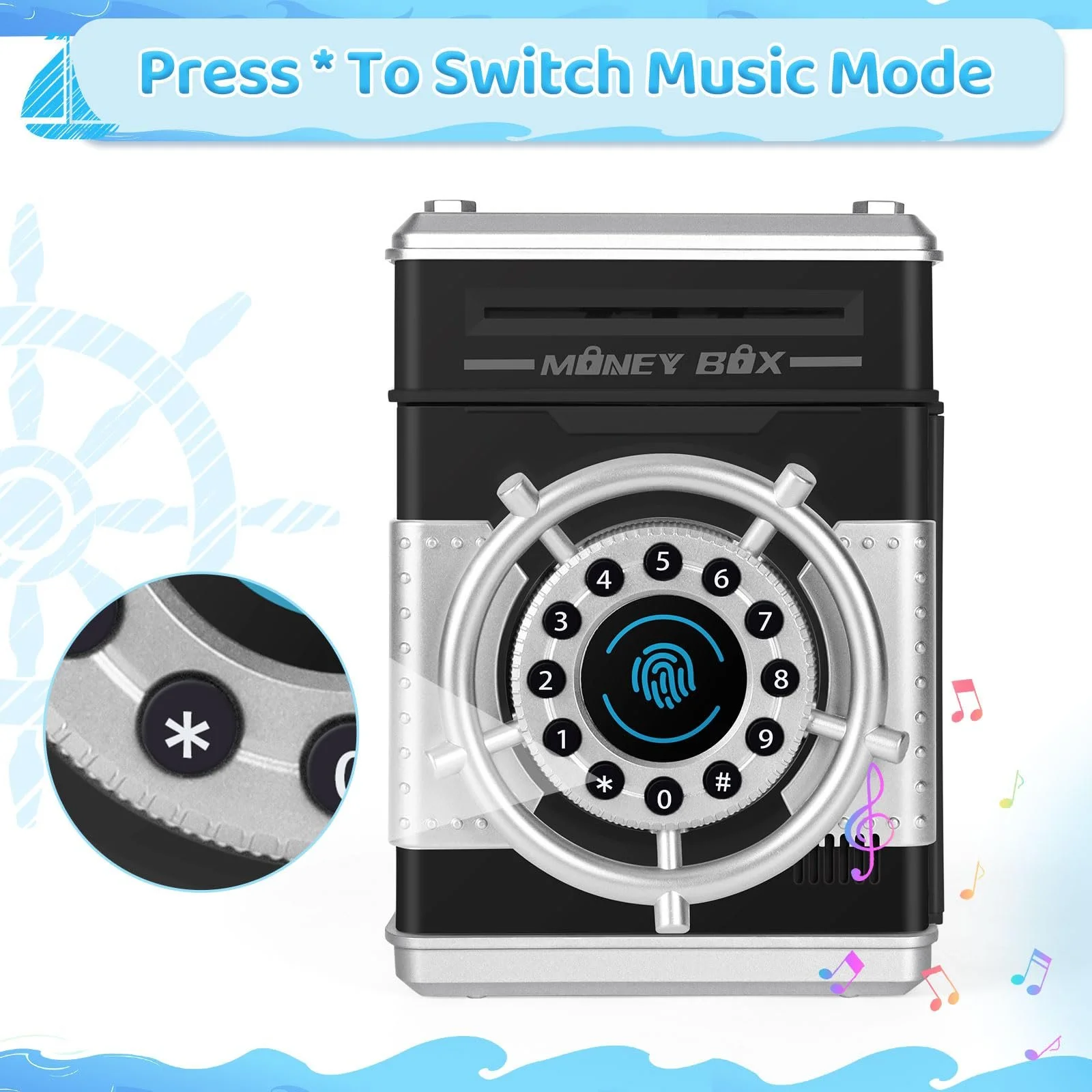 Скарбничка-сейф Safe Електронна з кодом та кермом, фото №4