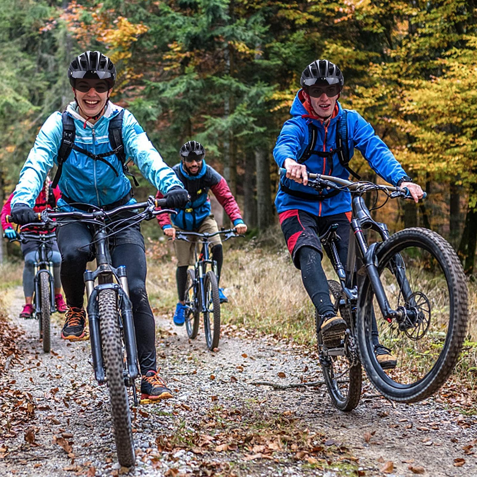 Велосипедный шлем KINGLEAD MTB с магнитным визором, регулируемый легкий шлем для скейтбордистов - интегрированный светодиодный задний фонарь, фото №8