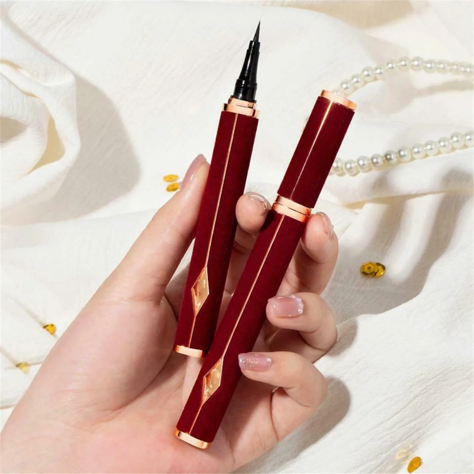 Підводка для очей Red Velvet Водостійка, Коричнева, Рідка (Спонж), фото №6