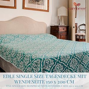 Покривало Carenesse Односпальне Жакардове Baroque 150 x 200 см Petrol synthetic.ua - Фото 1