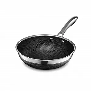 Сковородка Hexclad Hybrid Non-Stick, 10 дюймов, термостойкая ручка, можно мыть в посудомоечной машине, подходит для индукционных плит, совместим со всеми типами плит - Фото 1