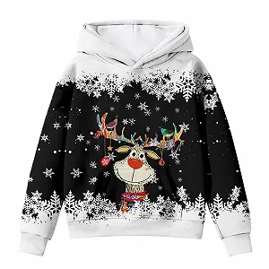 Худи для девочки 128 - Толстовка для девочки 152 с капюшоном, детская толстовка с капюшоном, мультяшный олень, длинный рукав для мальчиков (2-12 лет) synthetic.ua - Фото 1