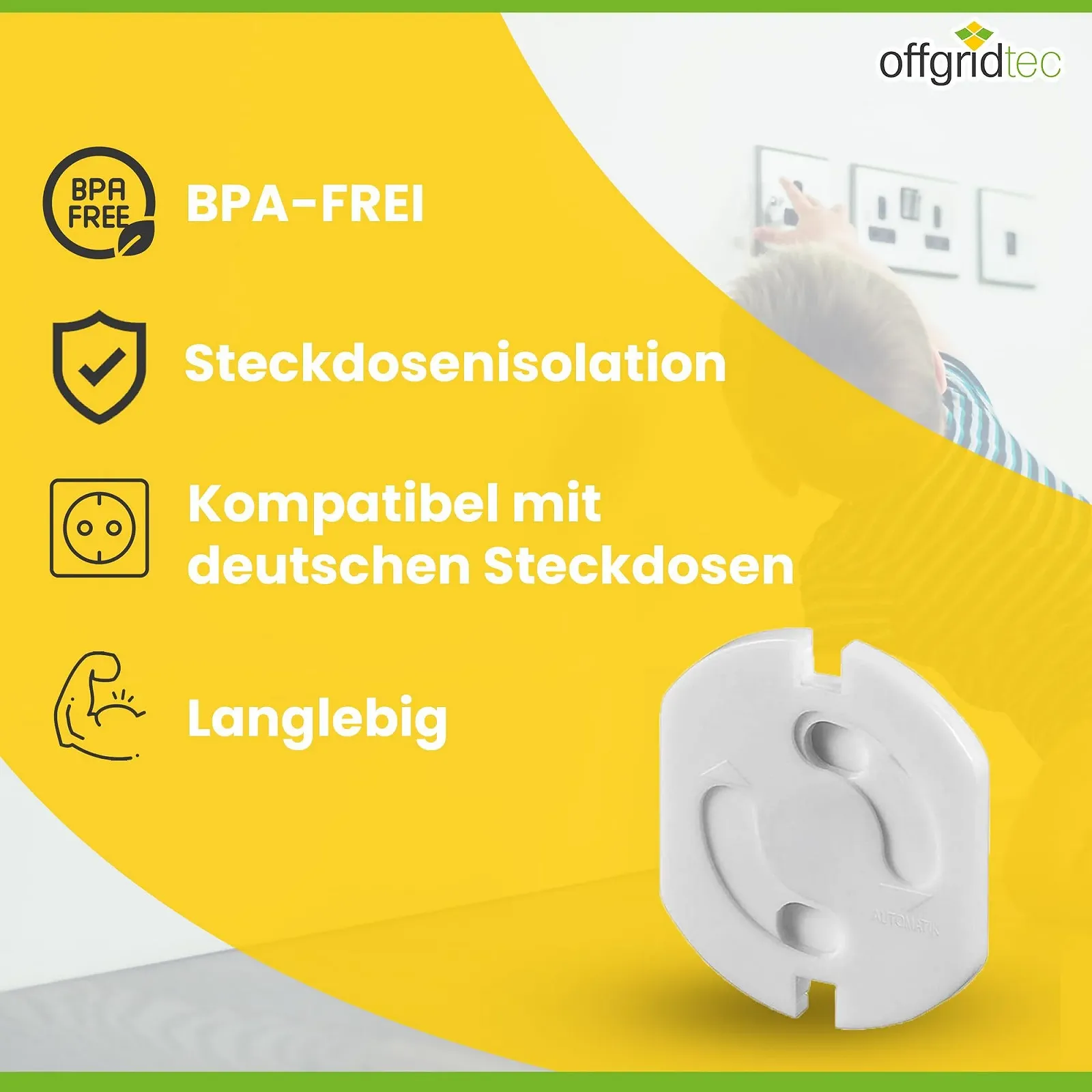 Заглушка для розеток Offgridtec 20 шт. с поворотным механизмом на клейкой основе Белая, фото №6