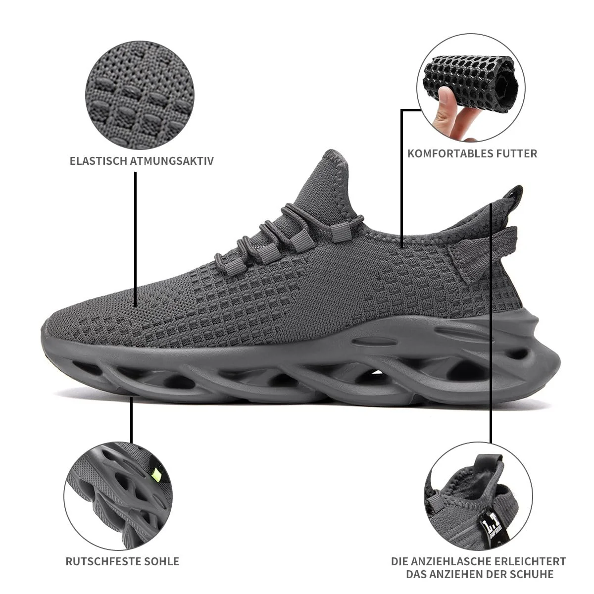 Кросівки чоловічі ZDFQLGV для бігу Спортивне взуття для ходьби Дихаюча гумова підошва, фото №3 Кросівки чоловічі ZDFQLGV для бігу Спортивне взуття для ходьби Дихаюча гумова підошва, фото №3