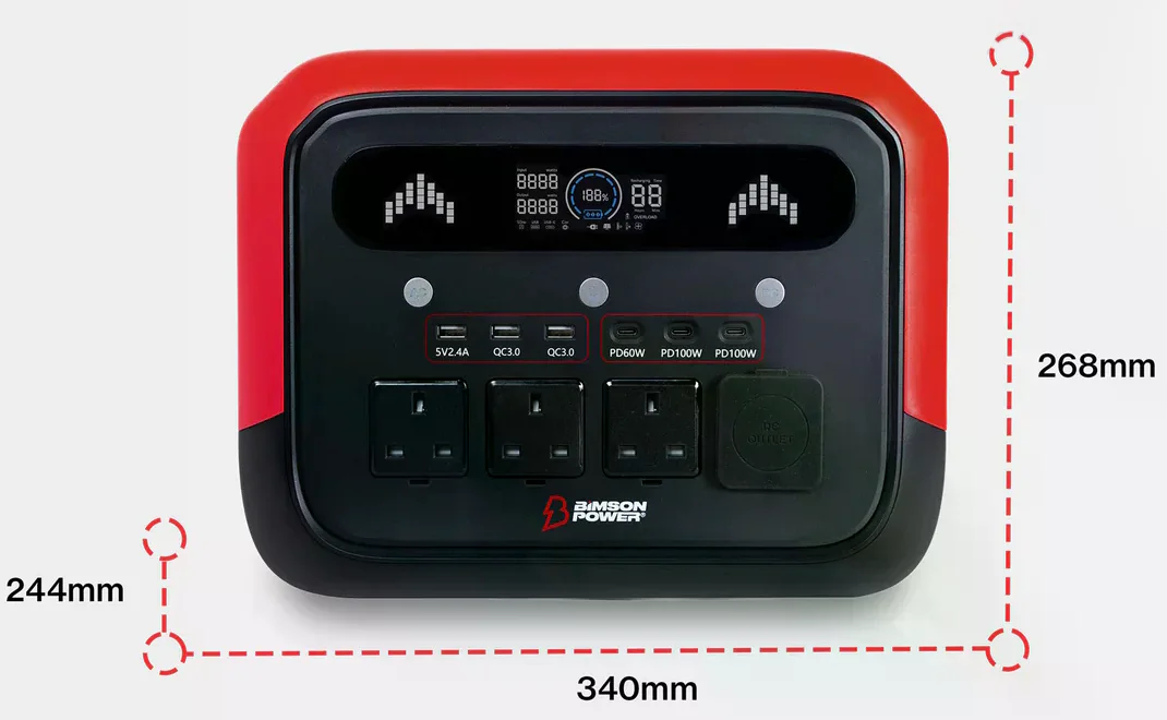 Зарядная станция Bimson Power BP1200PPS 2400 Вт / 1200 Вт / 1024 Вт*ч / LiFePO4 / Быстрая зарядка, фото №4 Зарядная станция Bimson Power BP1200PPS 2400 Вт / 1200 Вт / 1024 Вт*ч / LiFePO4 / Быстрая зарядка, фото №4