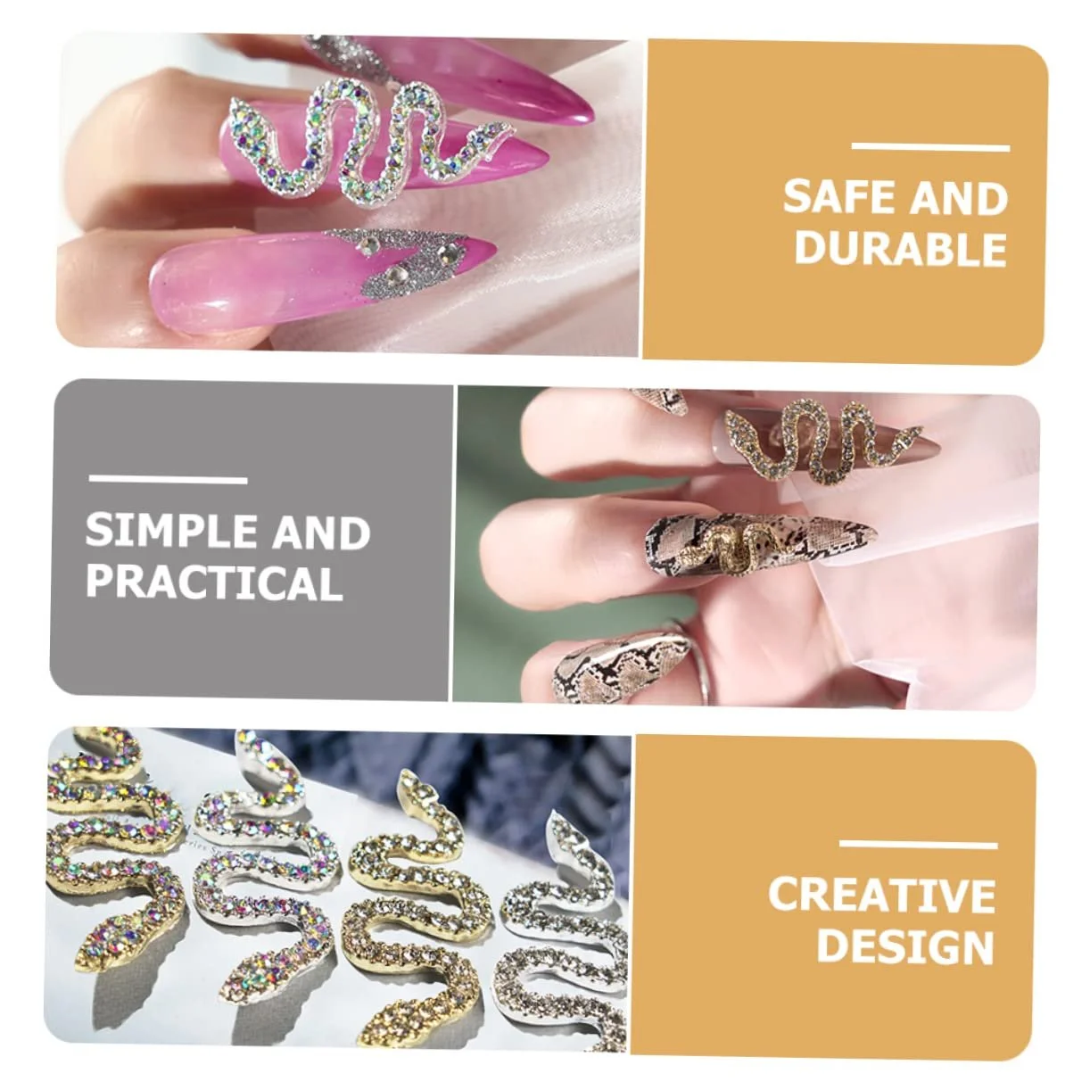 Прикраса для нігтів Змія 3D 7 шт., фото №7