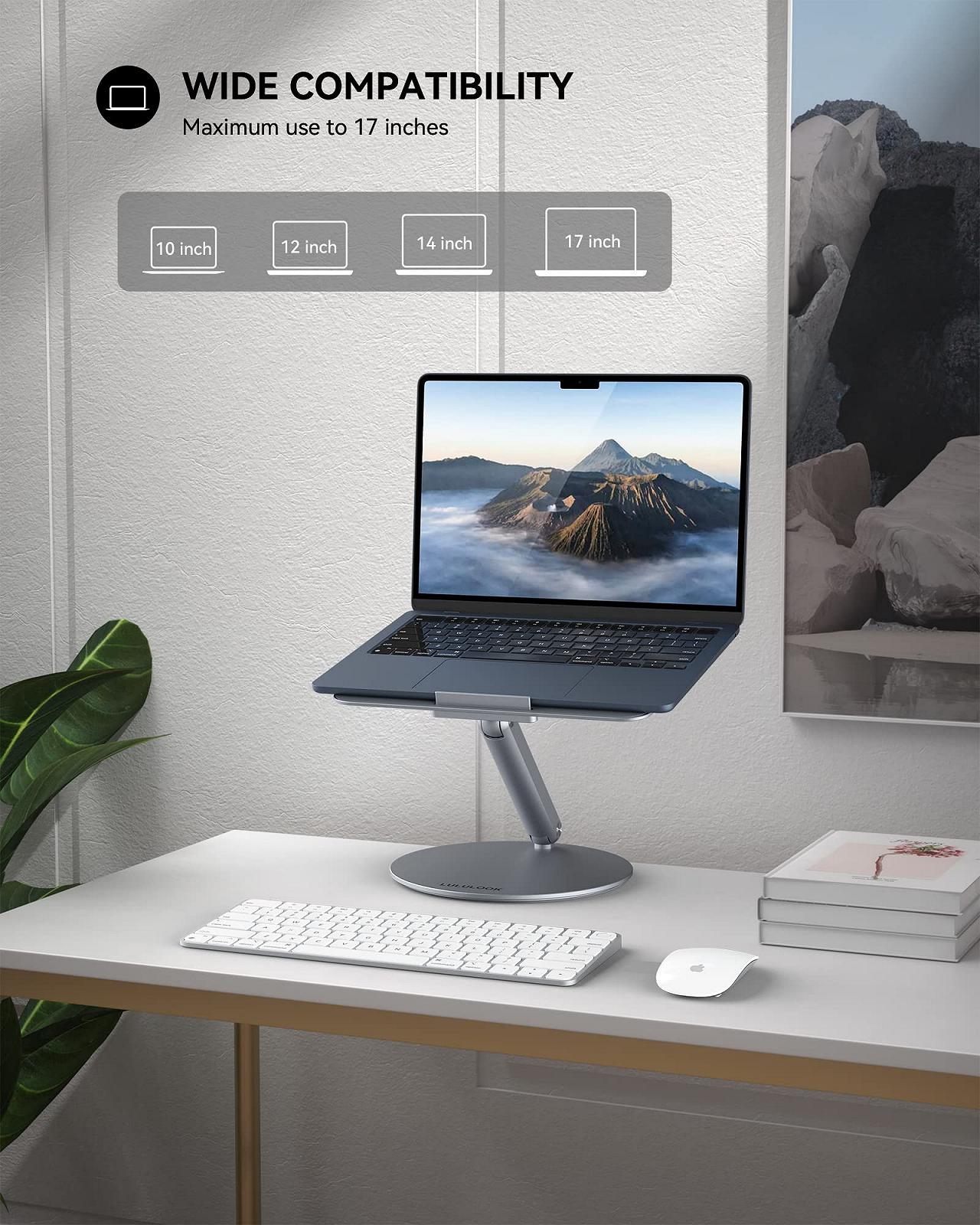 Подставка для ноутбука LULULOOK складная с вращающейся на 360

градусов основой, алюминиевая подставка для ноутбука для стола, регулируемая подставка для ноутбука для MacBook Pro M4, MacBook Air, всех ноутбуков 10-17 дюймов, серая, фото №6