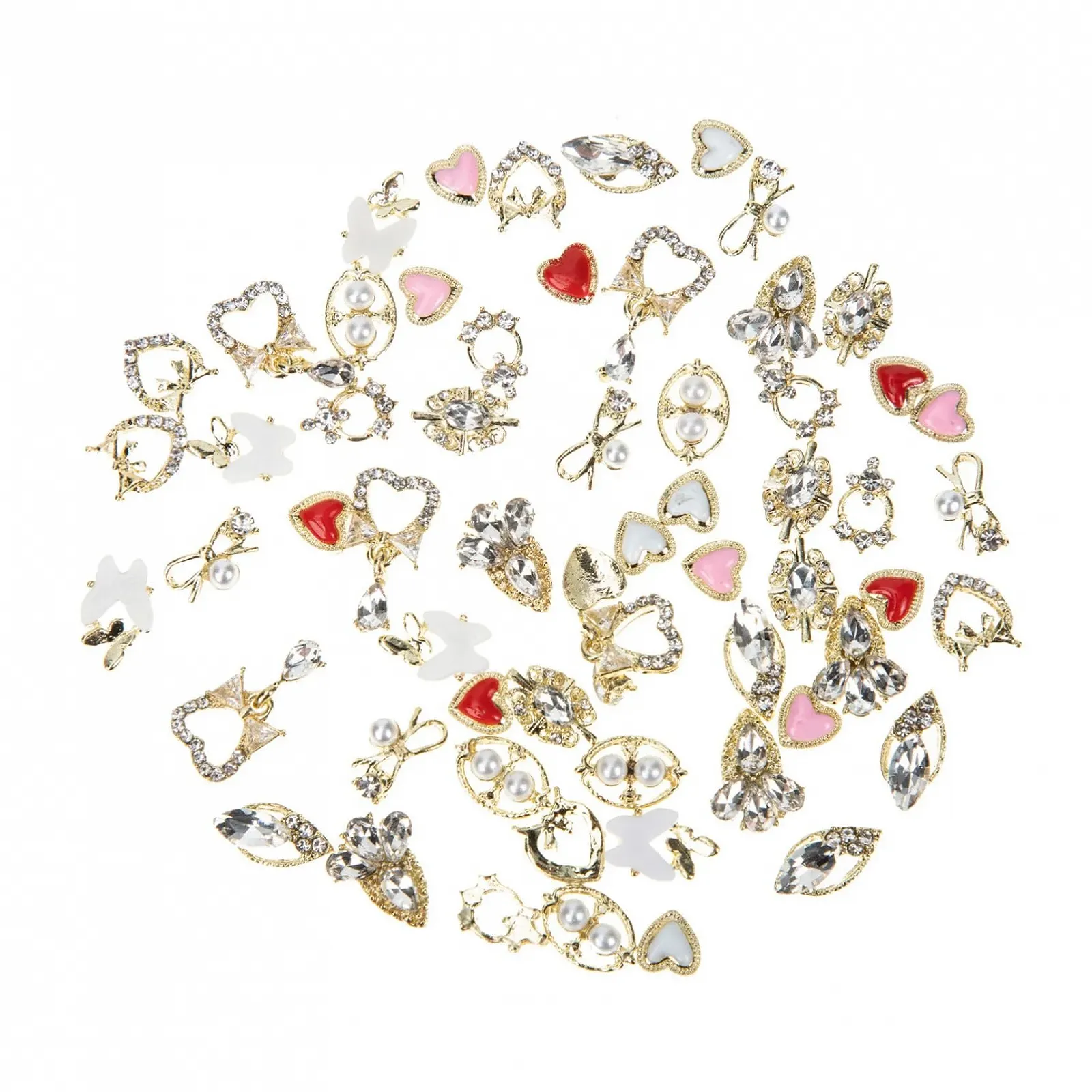 Украшение для ногтей POPETPOP Кристаллы для ногтей 60шт Жемчуг Кристалл Сердце, фото №1