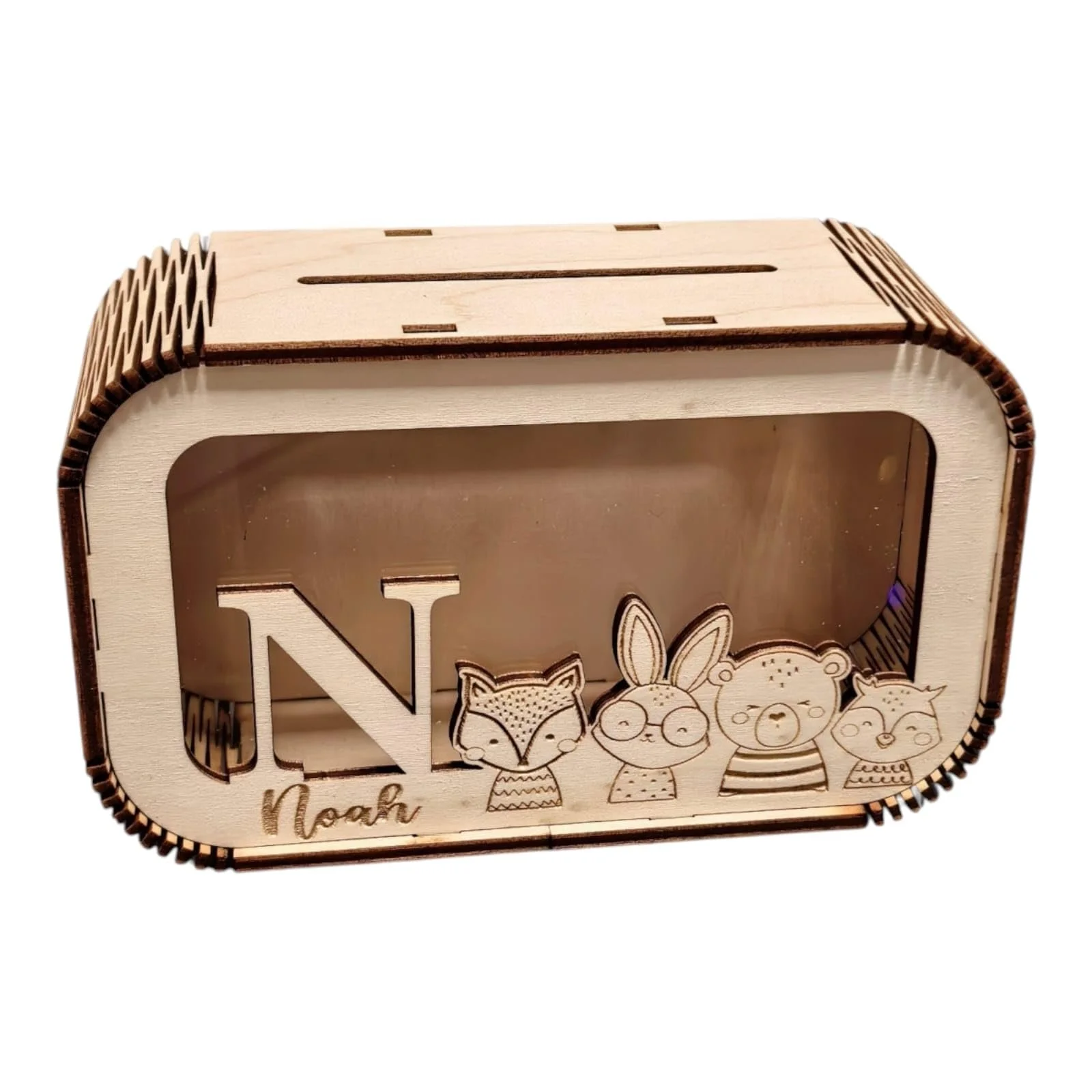 Скарбничка дерев'яна персоналізована з лісовими тваринами Fuchs Bär REH Design, фото №1