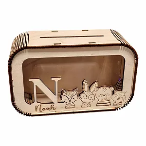 Скарбничка дерев'яна персоналізована з лісовими тваринами Fuchs Bär REH Design - Фото 1