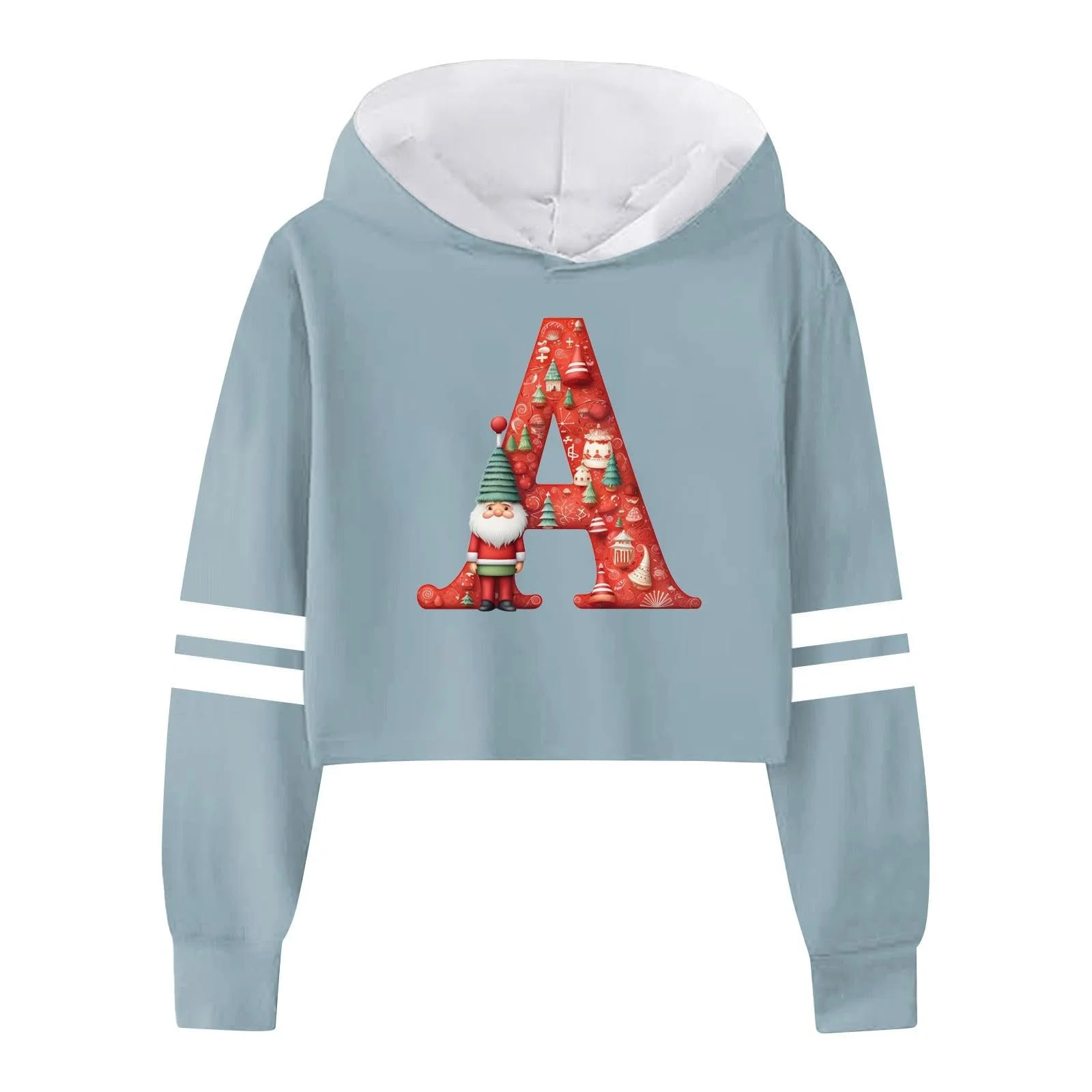 Дитячий різдвяний світшот з капюшоном з довгими рукавами та модним принтом, фото №2
