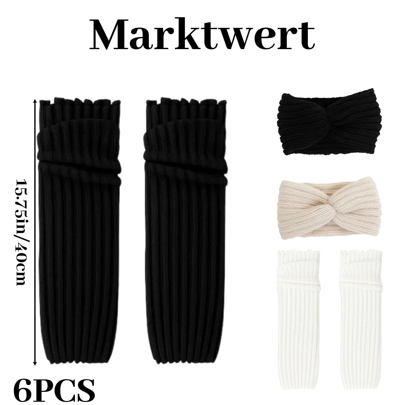 Зимова пов'язка на голову Чорно-білий, фото №2