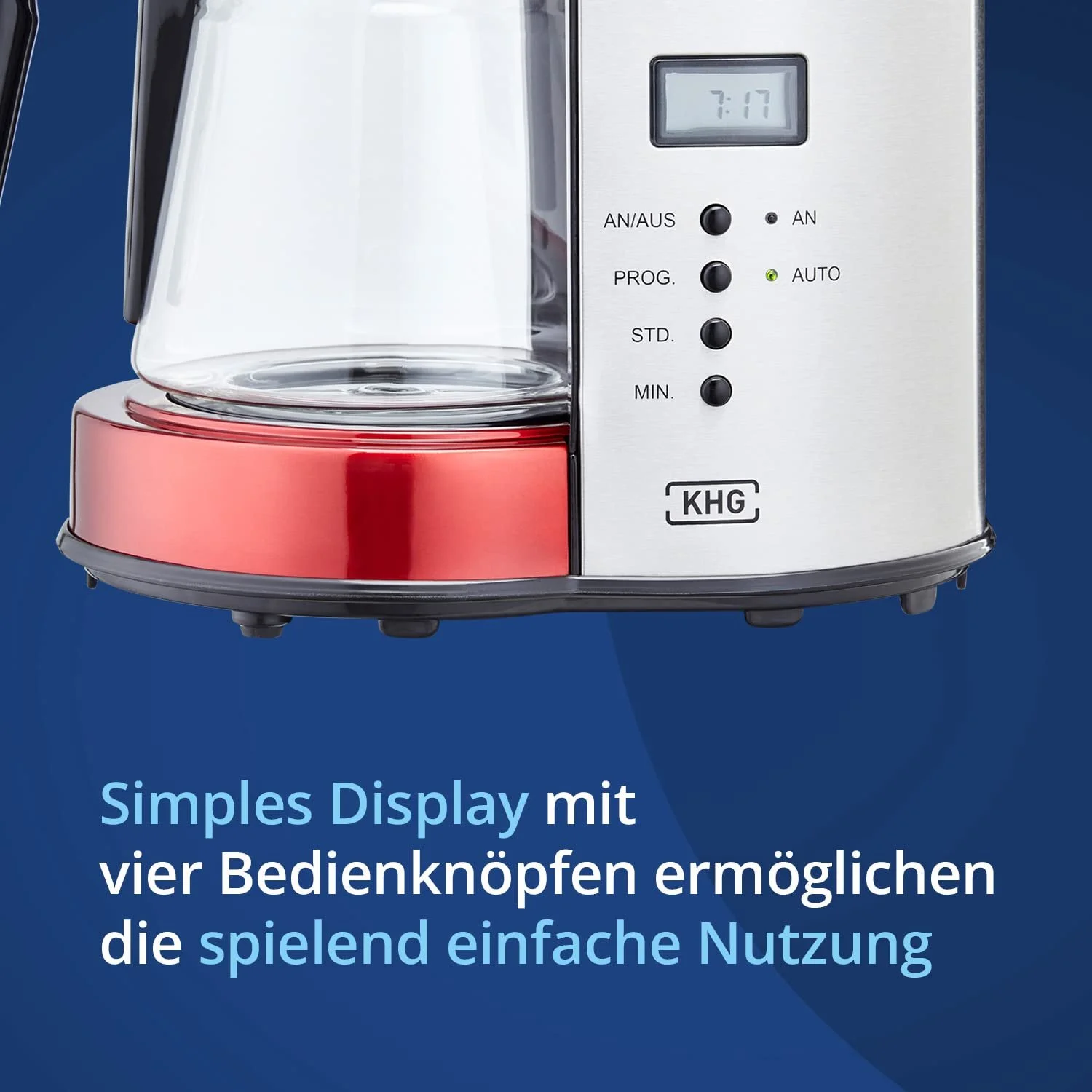 Кофеварка фильтровальная KHG KA-114(MRE) 1.25 л 900 Вт Red, фото №4