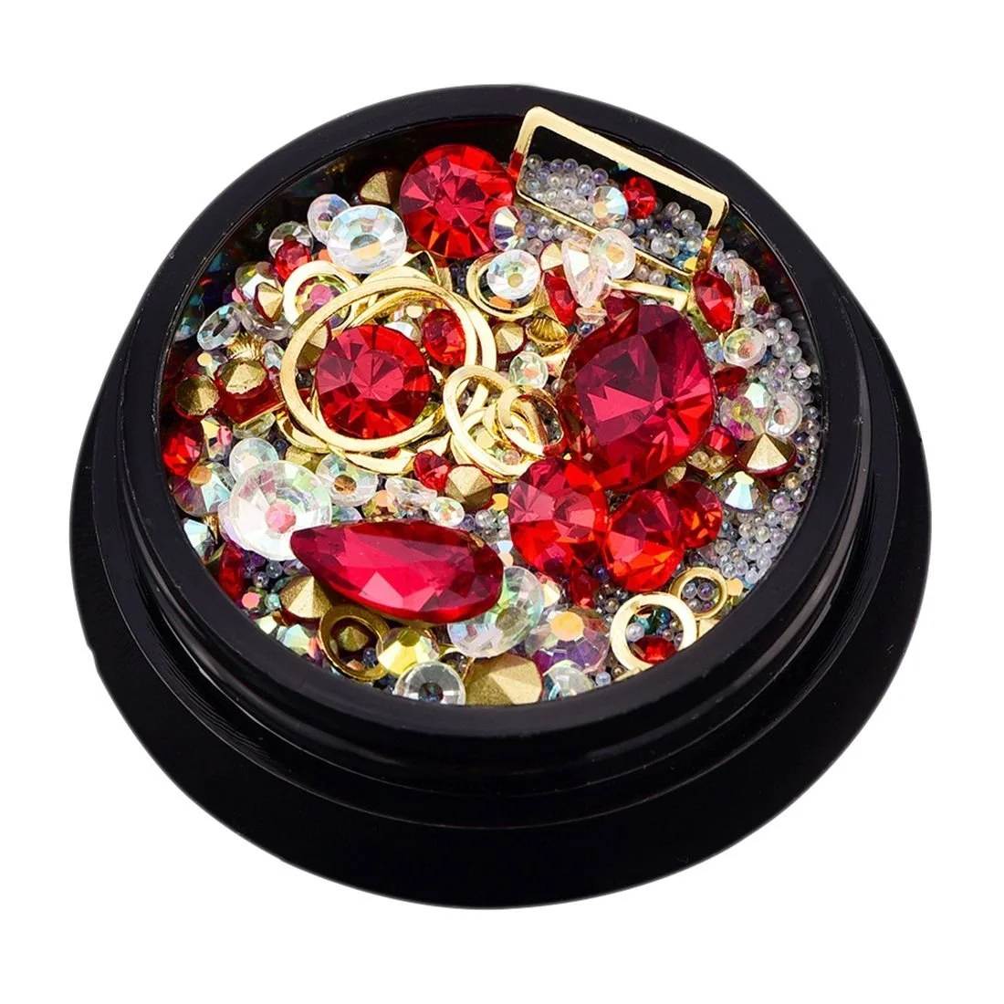 3D Украшения для ногтей FANGO, набор 2 шт., акриловые кончики, плоские бриллианты, для маникюра, DIY, украшение для ногтей (Большой красный; AB-образный бриллиант 1 шт.), фото №2