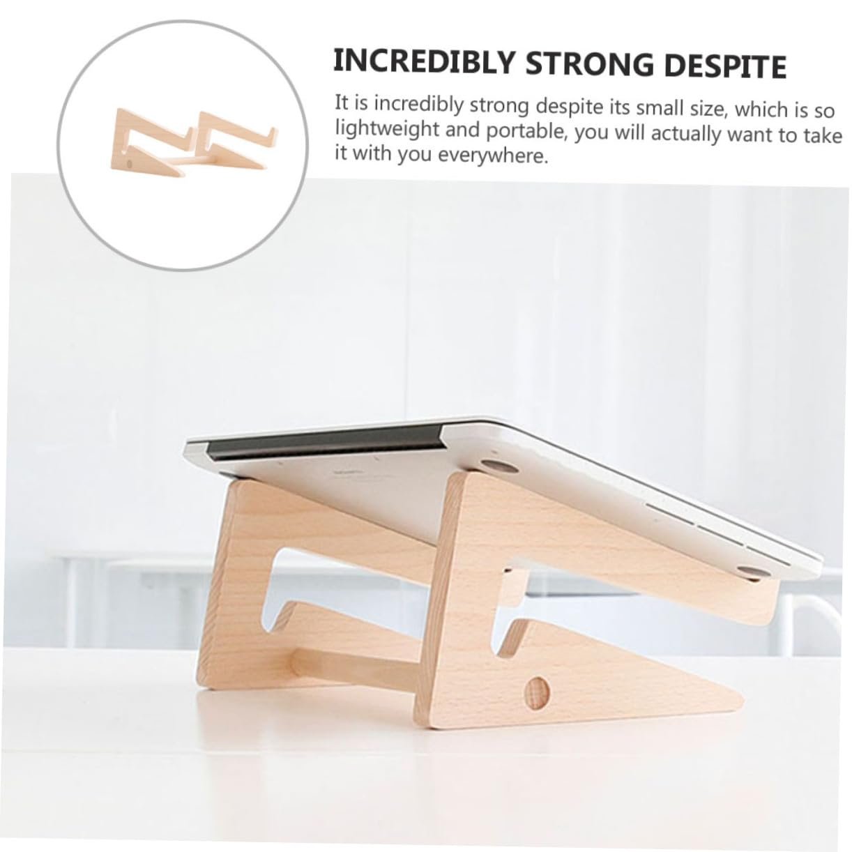 Підставка для ноутбука VANZACK Дерев'яна портативна Ергономічний дизайн Покращення кута огляду, фото №9